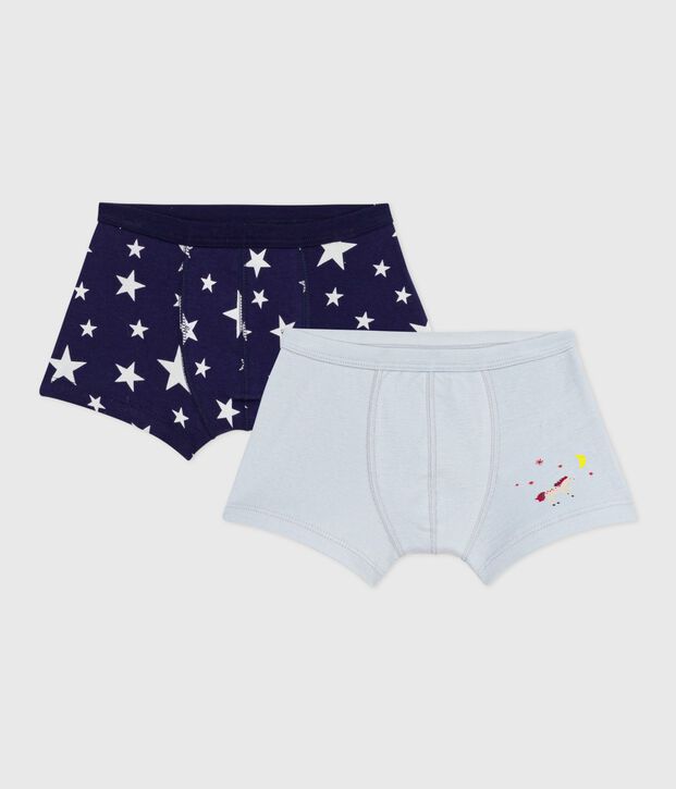 Set Kinder-Boxershorts mit &uuml;berzogenem Bund aus Baumwolle und Sternmotiv vielfarbig