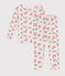 Eng anliegender Kinder-Pyjama aus Baumwolle mit Blumenmuster  rosa FLEUR/weiss MULTICO