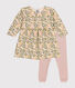 Langärmeliges Babykleid aus Doppeljersey und Leggings aus Baumwolle