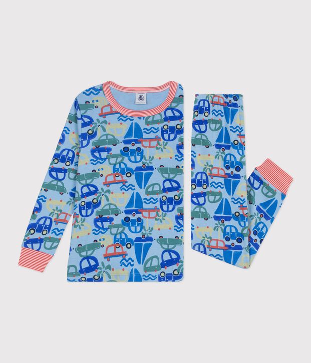 Kinder-Pyjama aus Baumwolle mit Automotiv blau/vielfarbig