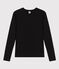 Langärmeliges Damen-T-Shirt L'Iconique aus einfarbigem Rippstrick schwarz BLACK