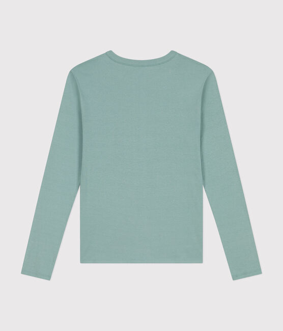 Langärmeliges Damen-T-Shirt L'Iconique aus einfarbigem Rippstrick grün PAUL