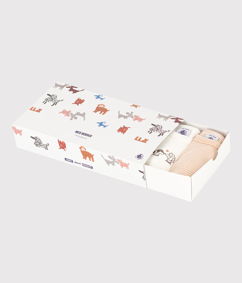 5er-Set lang&auml;rmelige Baby-Bodys aus Baumwolle mit Hundemotiv vielfarbig