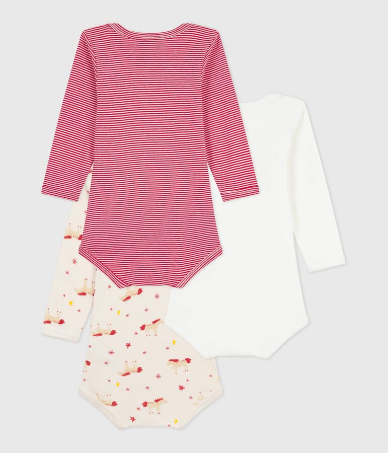 Set lang&auml;rmeliger Baby-Bodys aus gemusterter Baumwolle vielfarbig