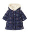 Bedruckte Baby-Mädchen-Winterjacke blau SMOKING/weiss MULTICO