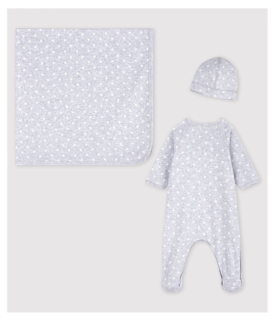 Baby-Geschenk-Set in meliertem Grau aus Bio-Baumwolle variante 1