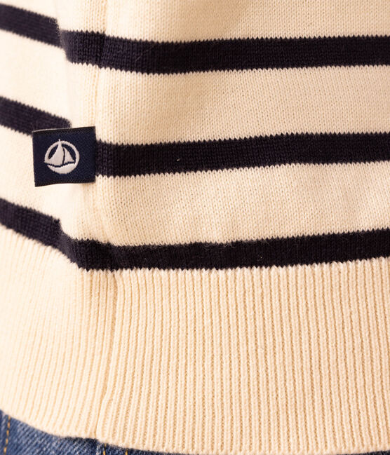 Damenpullover aus Baumwolle mit Streifen weiss AVALANCHE/blau SMOKING