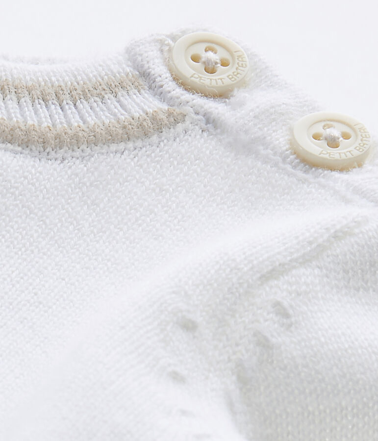 Baby-Jungen-Pullover aus Jersey weiss MARSHMALLOW