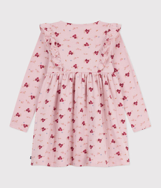 Langärmeliges Kinder-Kleid aus Baumwolle rosa JOLI/weiss MULTICO