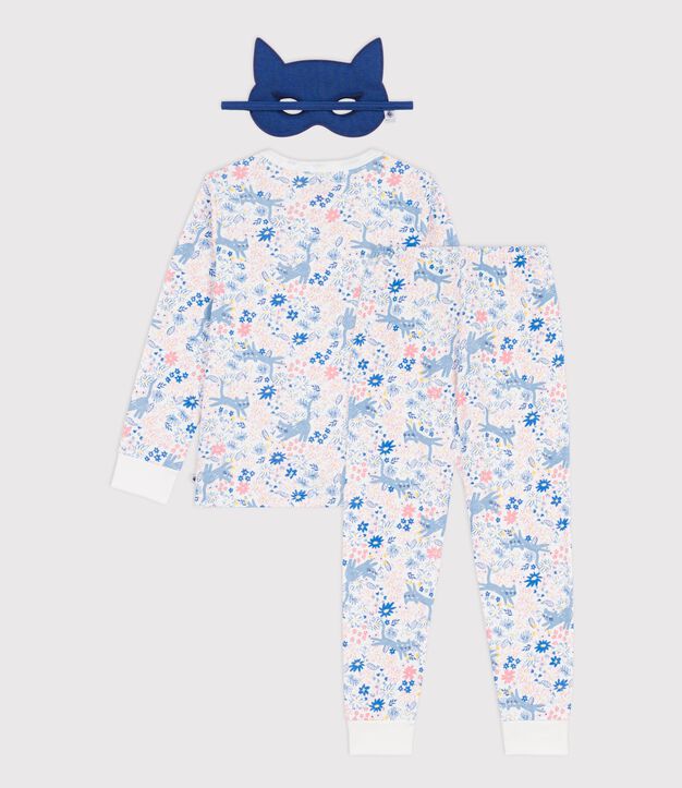 Kinder-Pyjama zum Verkleiden aus Baumwolle mit Blumenmotiv weiss/vielfarbig