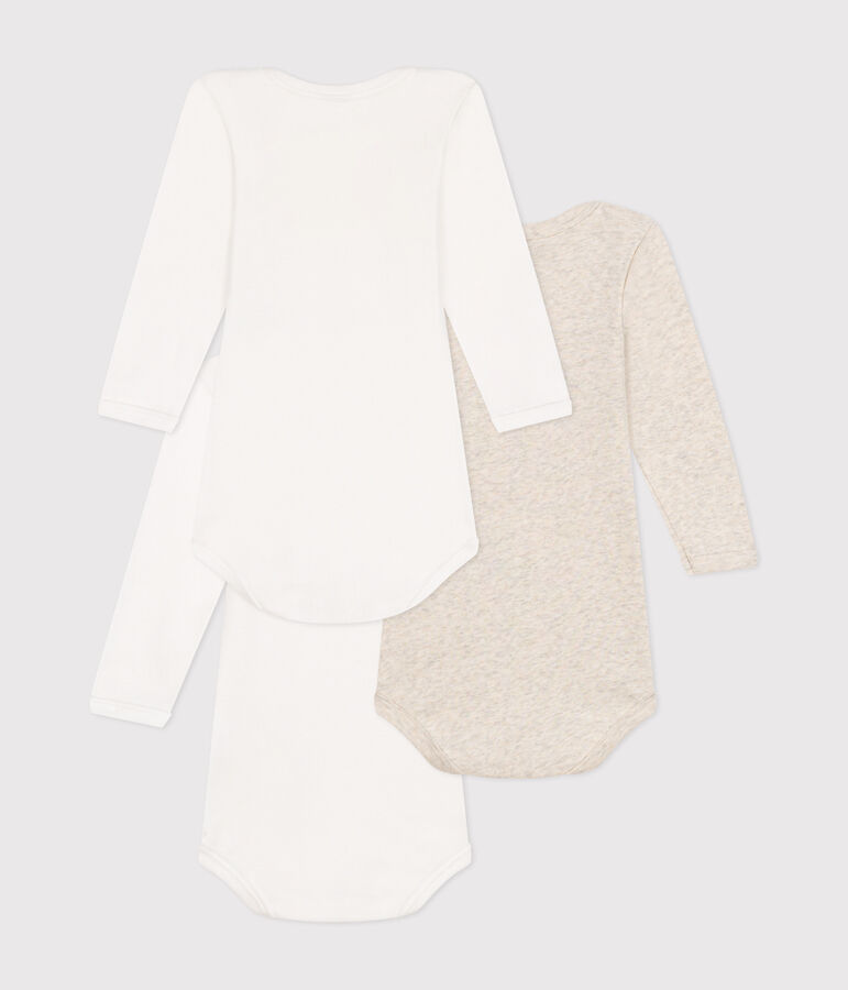 3er-Set lang&auml;rmelige Bodys aus Baumwolle mit Schriftzug f&uuml;r Babys vielfarbig