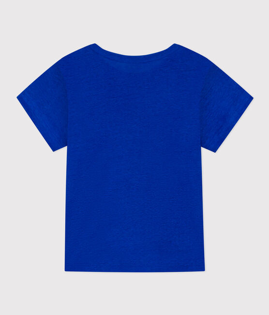 Damen-T-Shirt L’ICONIQUE aus Leinen blau PERSE