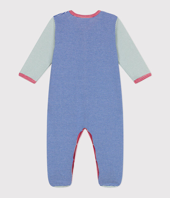 Strampler aus gestreifter Baumwolle blau CALVIN/ MARSHMALLOW