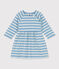 Langärmeliges Baby-Kleid aus gestreiftem Jersey AZUL/ MONTELIMAR