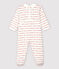 Baby-Strampler aus Jacquard mit Petit Bateau-Motiv "je t'aime" für Mädchen weiss MARSHMALLOW/rot TERKUIT
