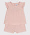 Baby-Set auf einfarbigem Musselinstoff rosa SALINE