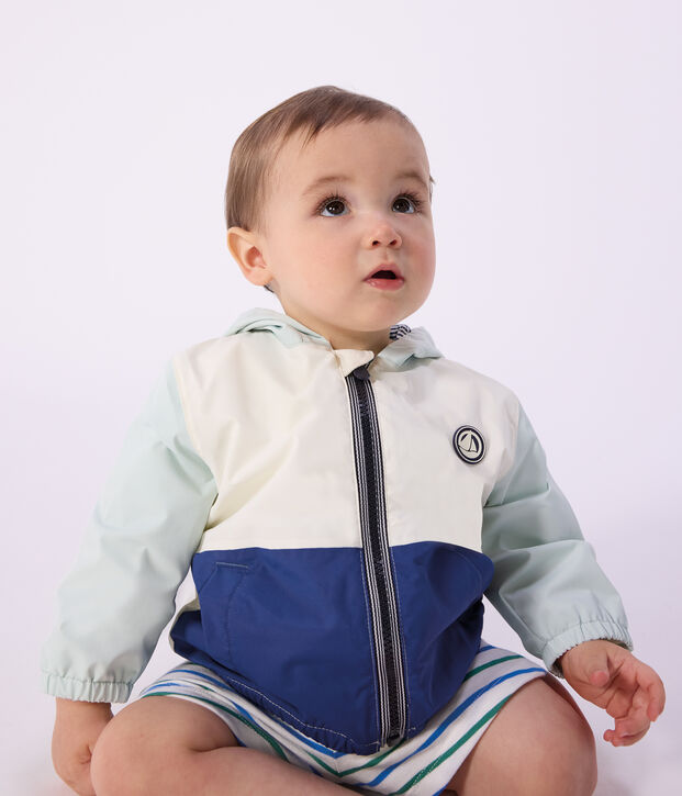 Baby-Windjacke mit Colorblock und Ringelstreifen-Futter blau/vielfarbig