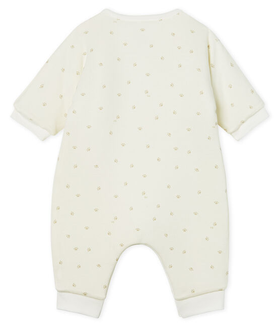 Langer Baby-Overall aus wattiertem Rippstrick weiss MARSHMALLOW/grau SOURICEAU CN