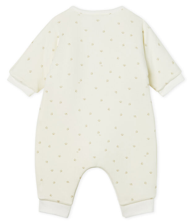 Langer Baby-Overall aus wattiertem Rippstrick weiss/grau