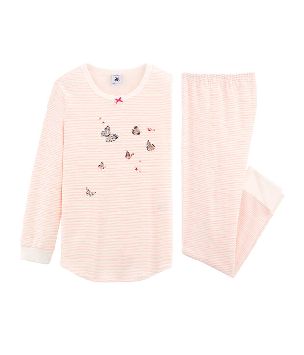 Pyjama f&uuml;r kleine M&auml;dchen weiss/rosa