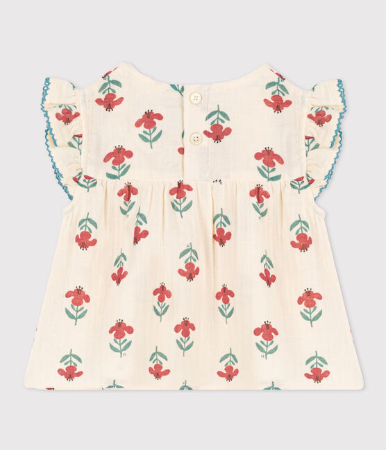 Kurzärmelige bedruckte Babybluse aus Musselin-Stoff weiss AVALANCHE/ MULTICO