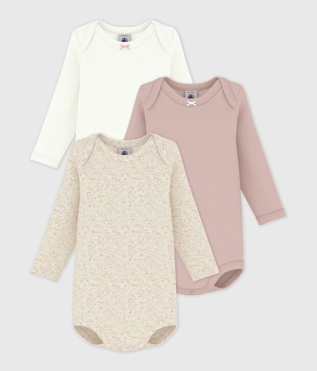 Lang&auml;rmlige Baby-Bodys aus Baumwolle im 3er-Set vielfarbig