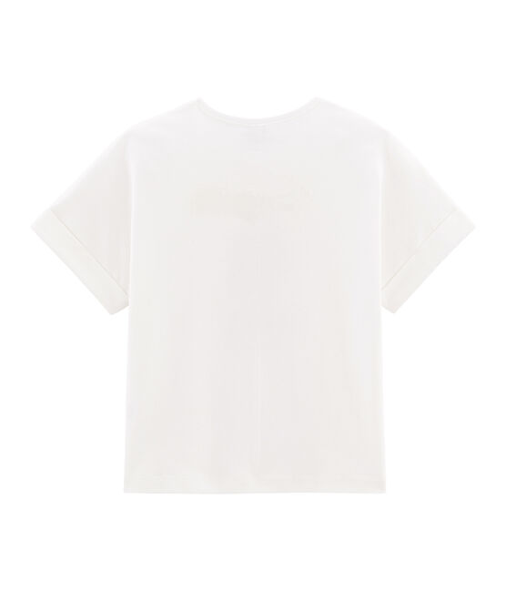 Kurzärmeliges Kinder-T-Shirt Mädchen weiss MARSHMALLOW