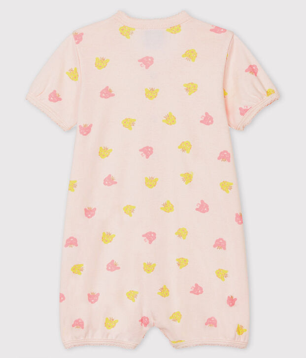 Baby-Kurzoverall f&uuml;r M&auml;dchen aus Rippstrick rosa/vielfarbig
