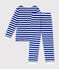 Kinder-Pyjama aus Nicki mit Streifen blau CALVIN/ MARSHMALLOW
