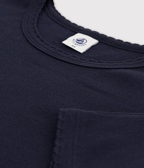 Eng anliegendes T-Shirt mit Pikotkante aus Bio-Baumwolle für Damen blau SMOKING