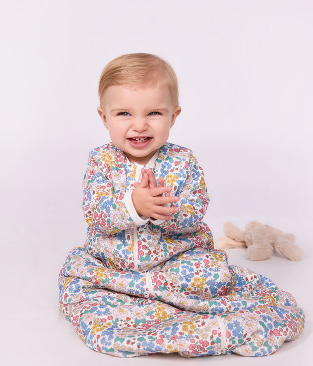 Babyschlafsack aus Baumwolle mit Blumenmotiv TOG-Wert 2 weiss/vielfarbig