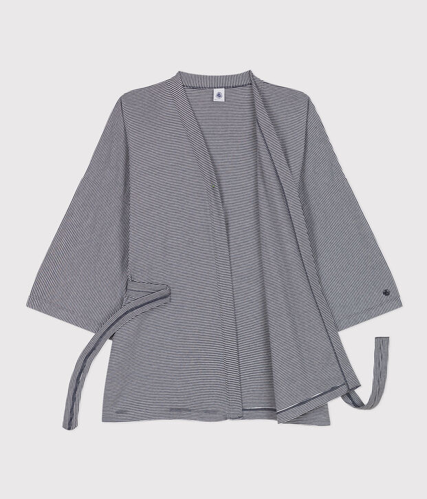 Gestreifter Kimono f&uuml;r Damen blau/weiss