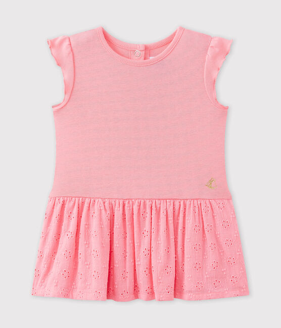 Baby-Mädchen-Kleid mit Schmetterlingsärmeln rosa PETAL