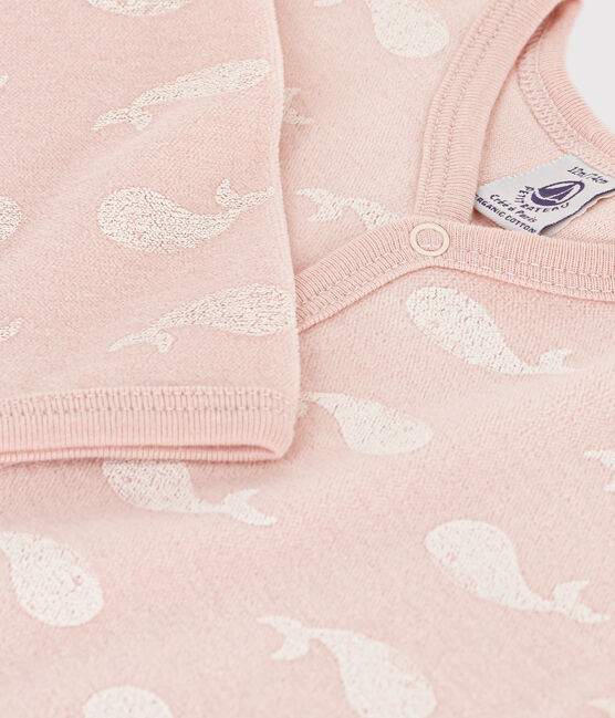 Baby-Strampler aus Samt mit rosa Walmotiv SALINE/ MARSHMALLOW