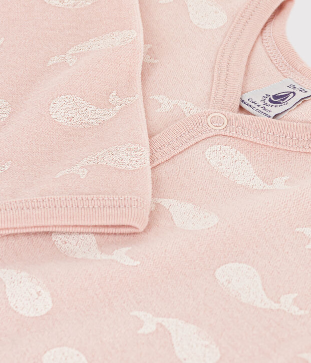 Baby-Strampler aus Samt mit rosa Walmotiv rosa/weiss