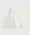 Baby-Set mit Tasche und Wickelunterlage aus Bio-Baumwoll-Doppeljersey weiss MARSHMALLOW/grau GRIS