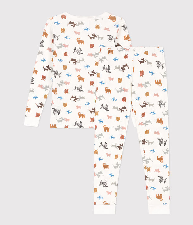 Kinderpyjama aus Baumwolle in schmaler Passform weiss/vielfarbig
