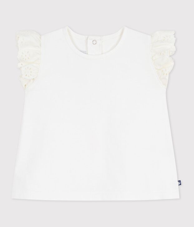 Kurz&auml;rmeliges Baby-T-Shirt aus einfarbiger Baumwolle weiss