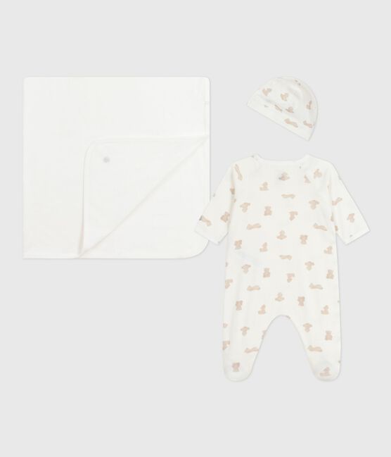 Baby-Geschenkset aus bedruckter Baumwolle MARSHMALLOW/ BRUN