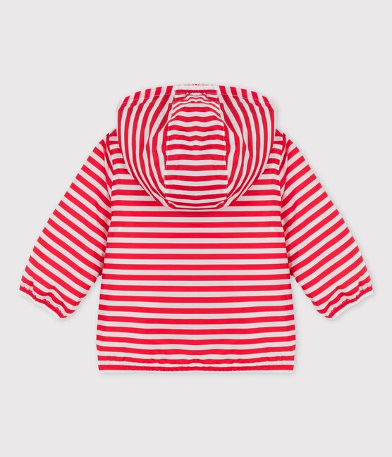 Warme Baby-Windjacke aus recyceltem Polyester rot PEPS/weiss MARSHMALLOW