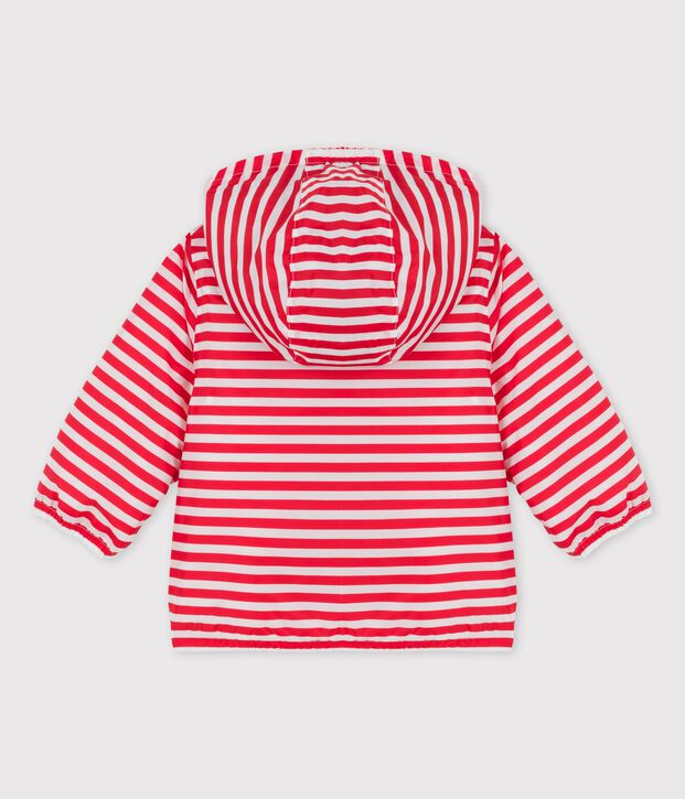Warme Baby-Windjacke aus recyceltem Polyester rot/weiss