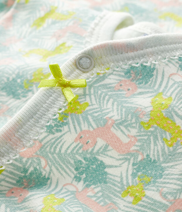 Baby-Strampler aus Molton f&uuml;r M&auml;dchen weiss/vielfarbig