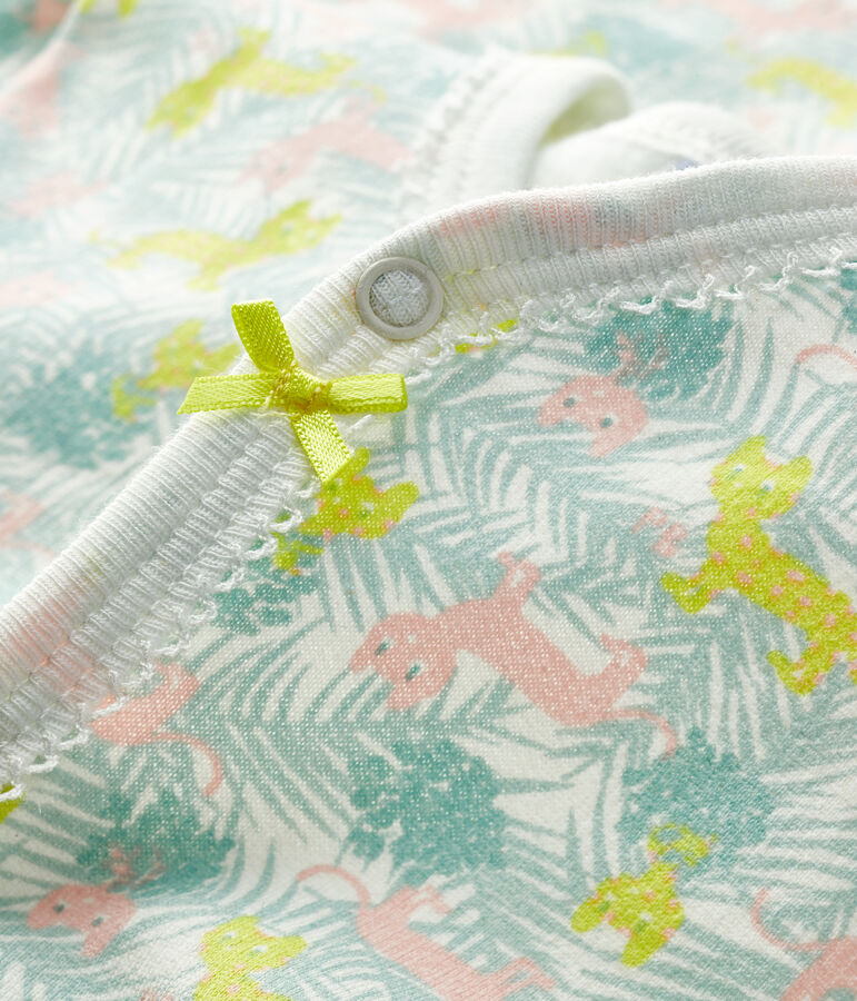 Baby-Strampler aus Molton f&uuml;r M&auml;dchen weiss/vielfarbig