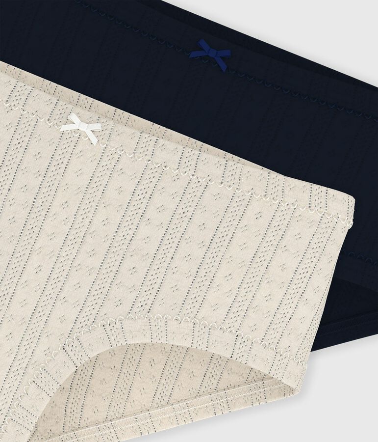 Set Kinder-Slips High-Waist aus einfarbiger Baumwolle mit Lochstickerei vielfarbig