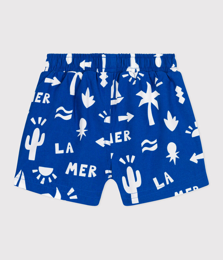 Baby-Badeshorts mit Strandmotiven blau/weiss