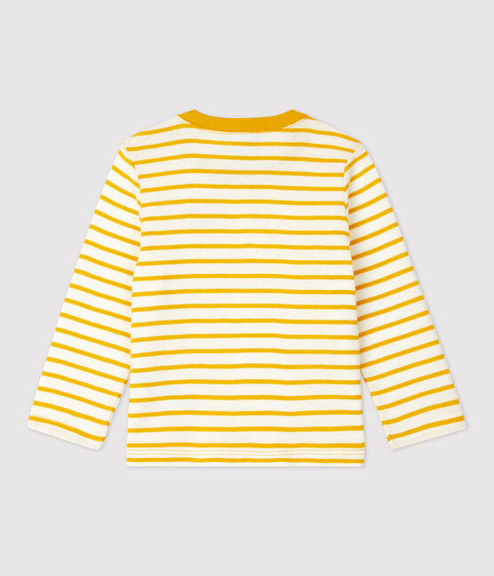 Baby-T-Shirt aus Baumwolle mit Streifenmuster weiss MARSHMALLOW/gelb BOUDOR