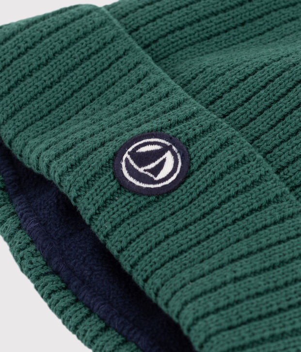 Kinder-Strickm&uuml;tze mit Fleece gef&uuml;ttert gr&uuml;n