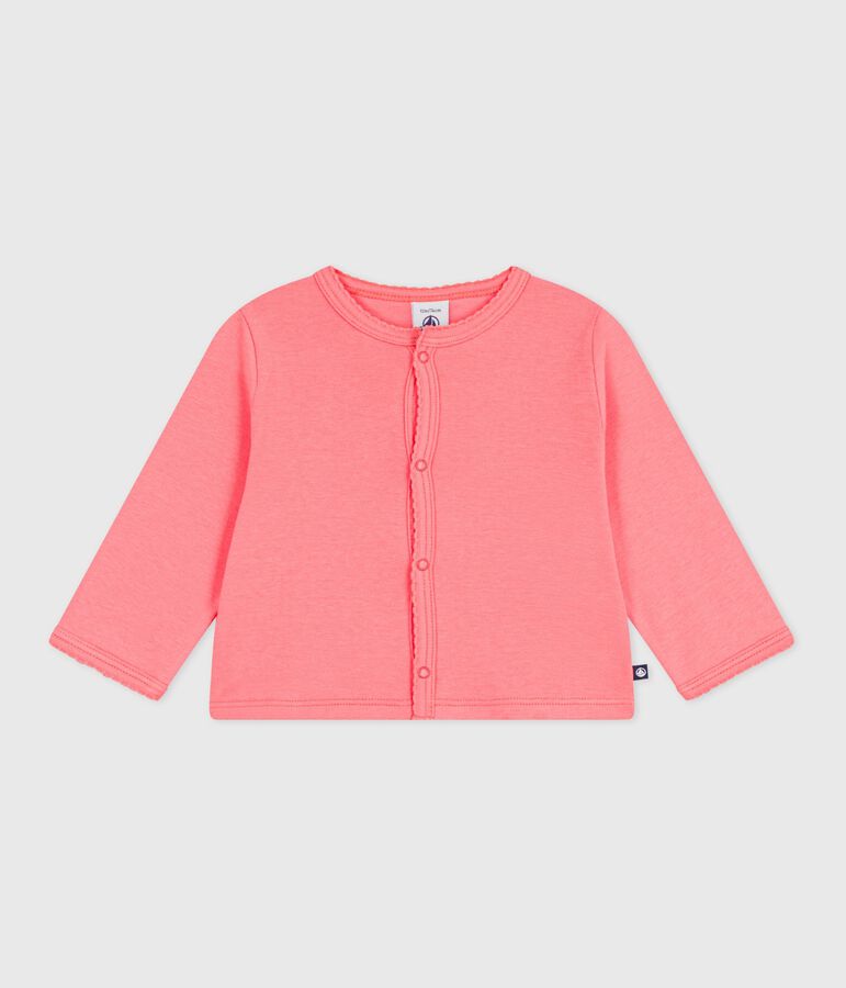 Baby-Cardigan aus einfarbiger Baumwolle rosa