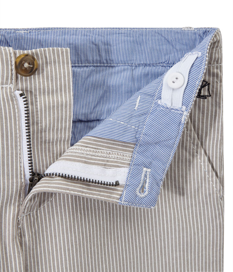 Gestreifte Jungen-Bermudashorts grau/weiss