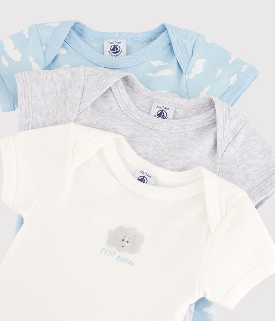 3er-Set ärmellose Baby-Bodys aus Bio-Baumwolle mit Ajour-Sternen variante 1